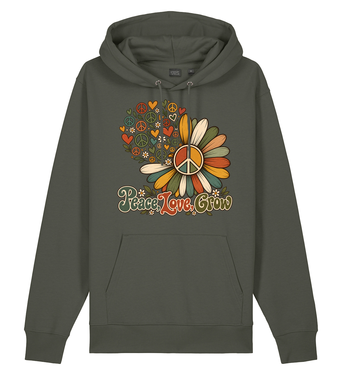Peace Love Grow Hoodie in Deep Olive